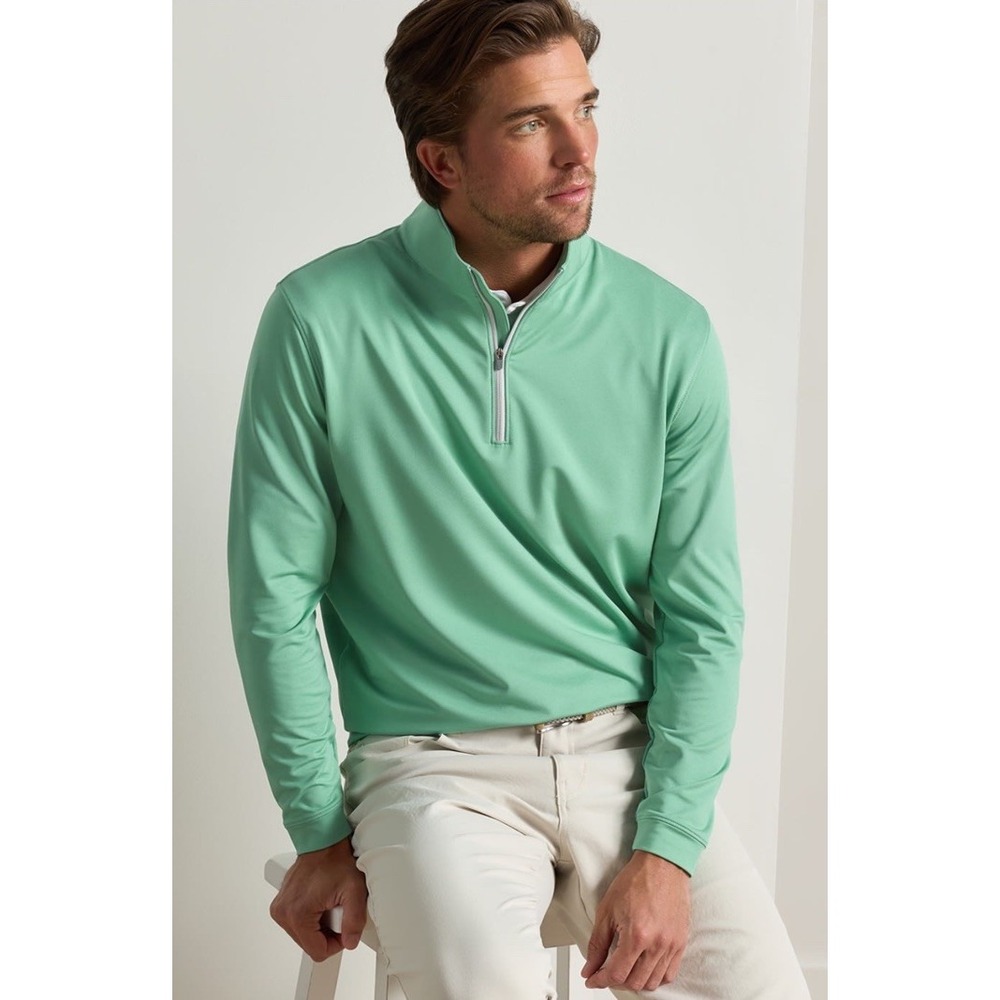 Peter Millar Quarter Zip Men's 2XL Perth Melange Golf Performance Green Pullover